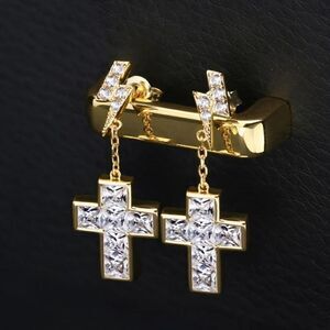 Lightning Cross Diamond Earrings